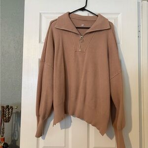 Tan Sweater with Half-Zip